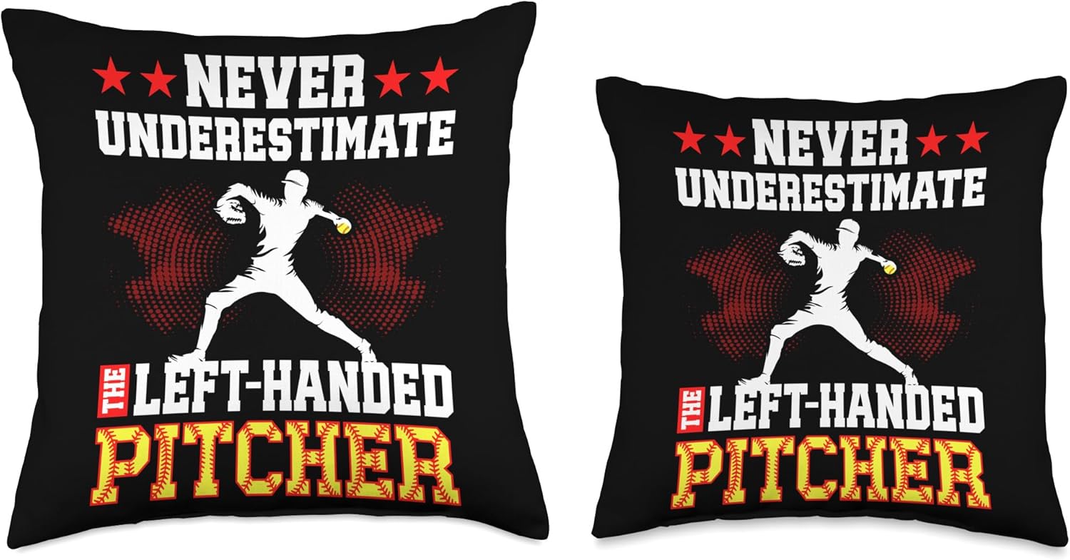 Left-Handed Pitcher Throw Pillow for Funny Gift