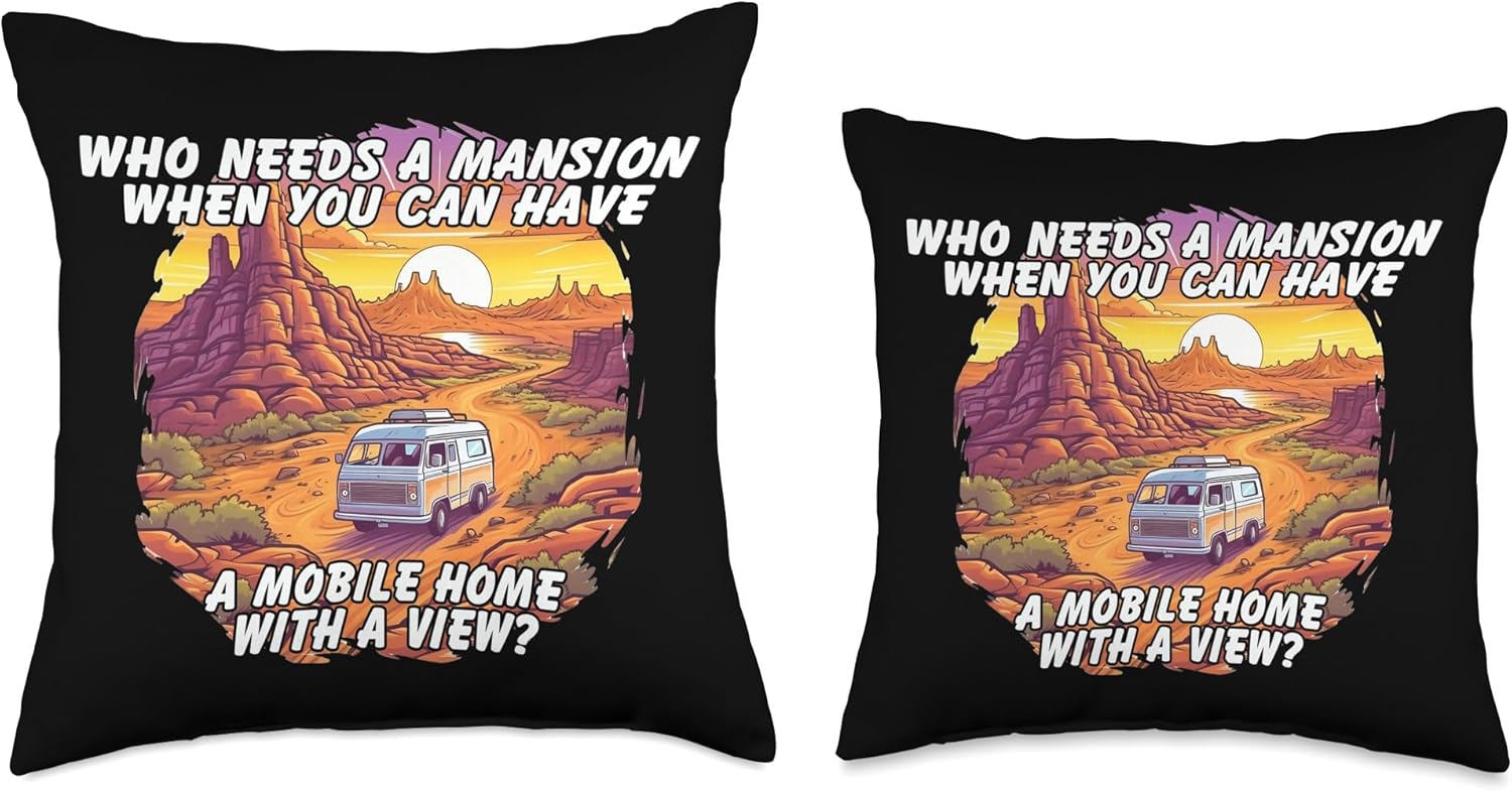 Caravan RV Camper Motorhome Throw Pillow 18x18 Multicolor