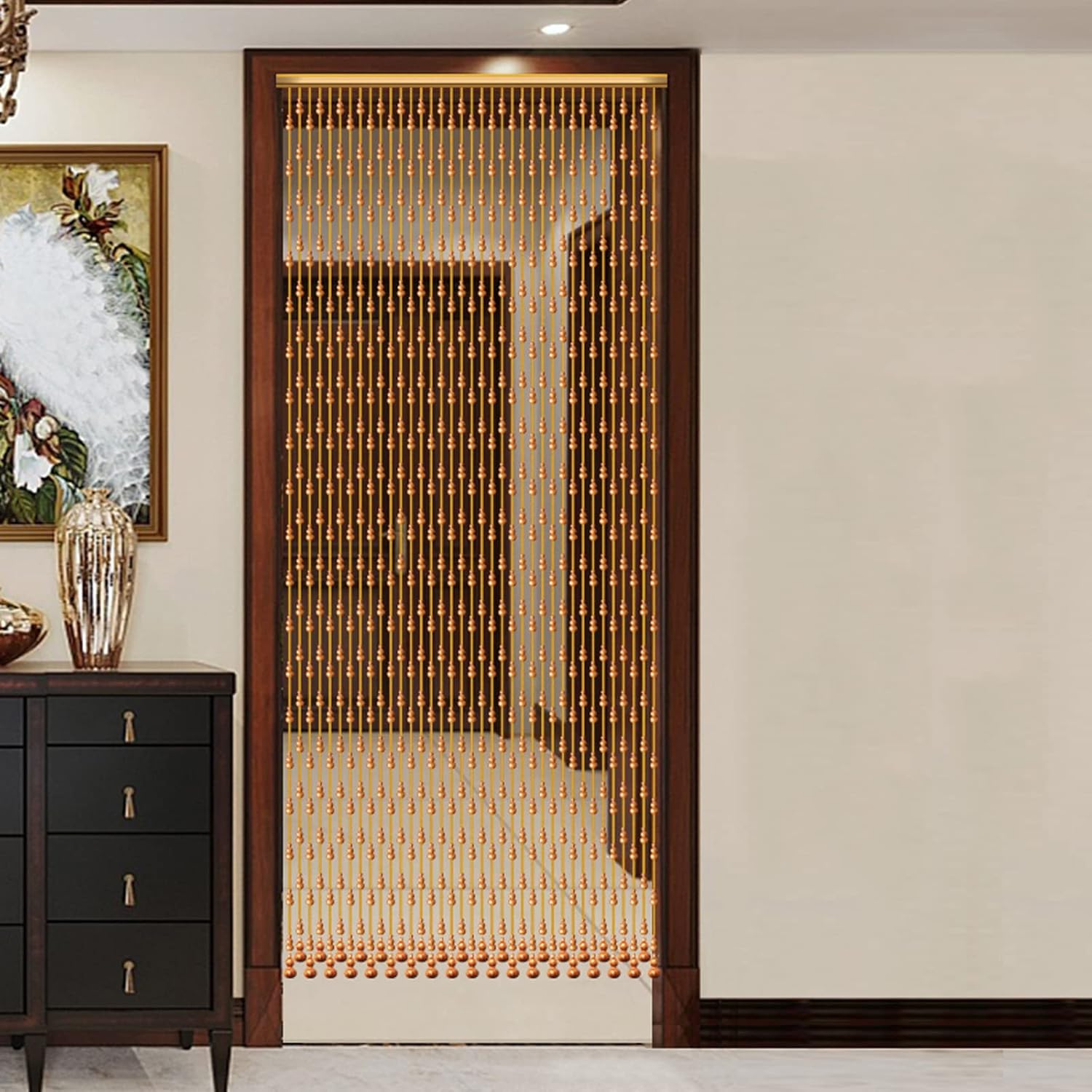 Retro Style Wood Beaded Curtain for Room Divider