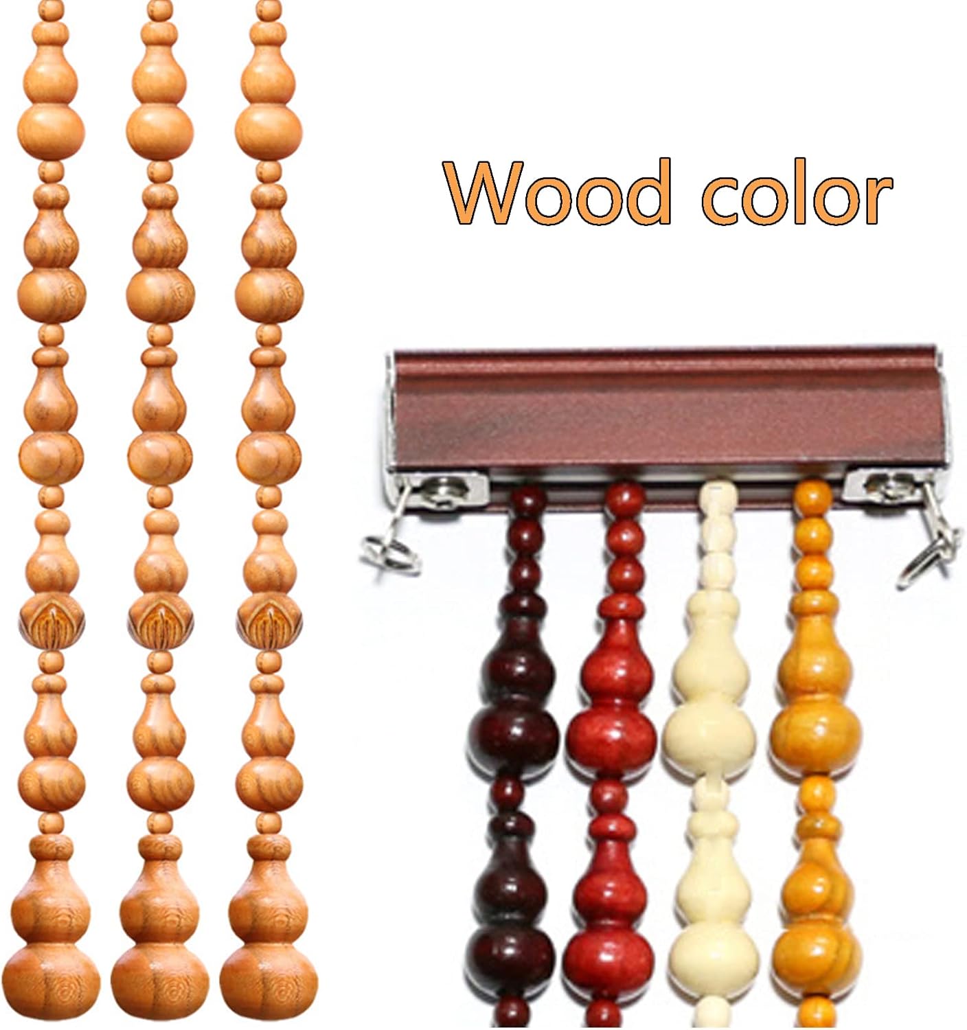 Wood Beaded Door Curtain with 25 Strands 85x155cm