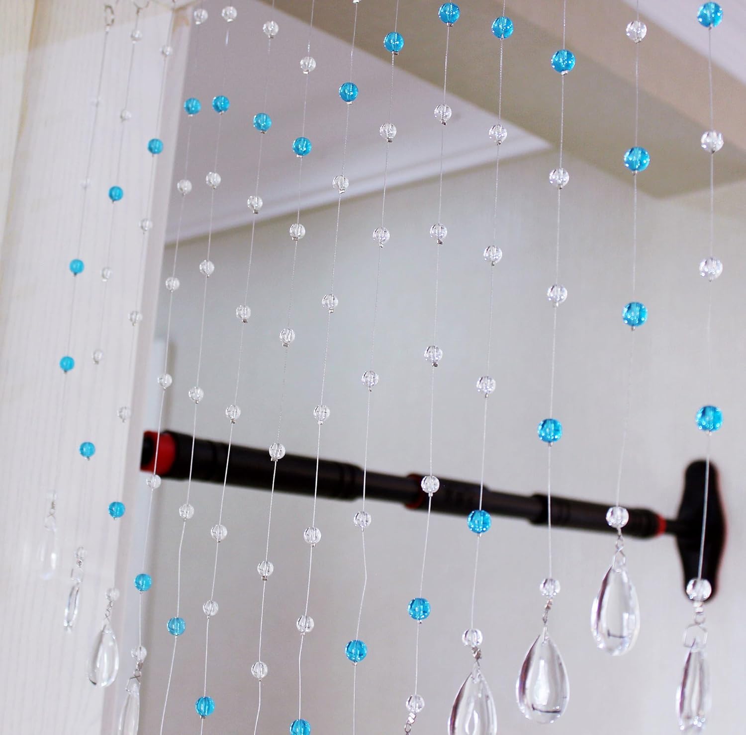 Hanging Crystal Glass Beaded Curtain 25 Strings Light Blue