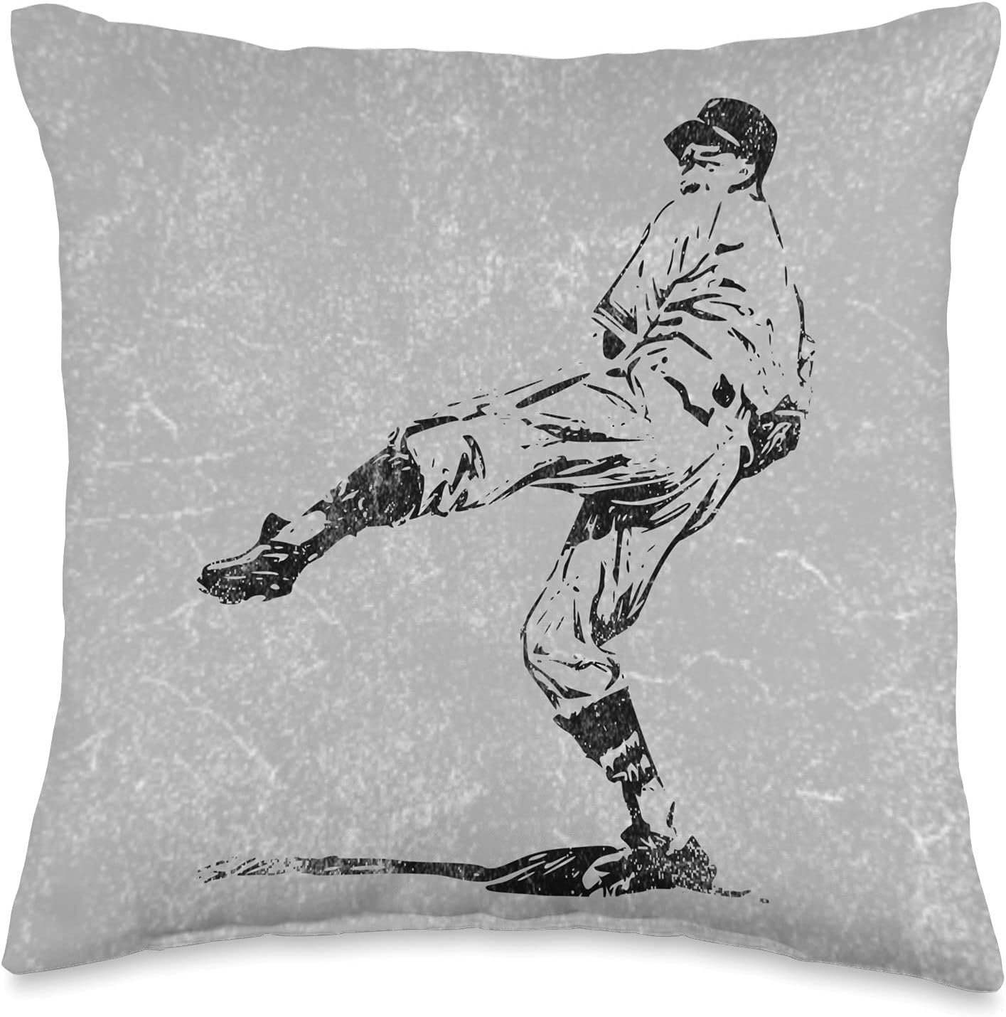 Vintage Baseball Pitcher Throw Pillow