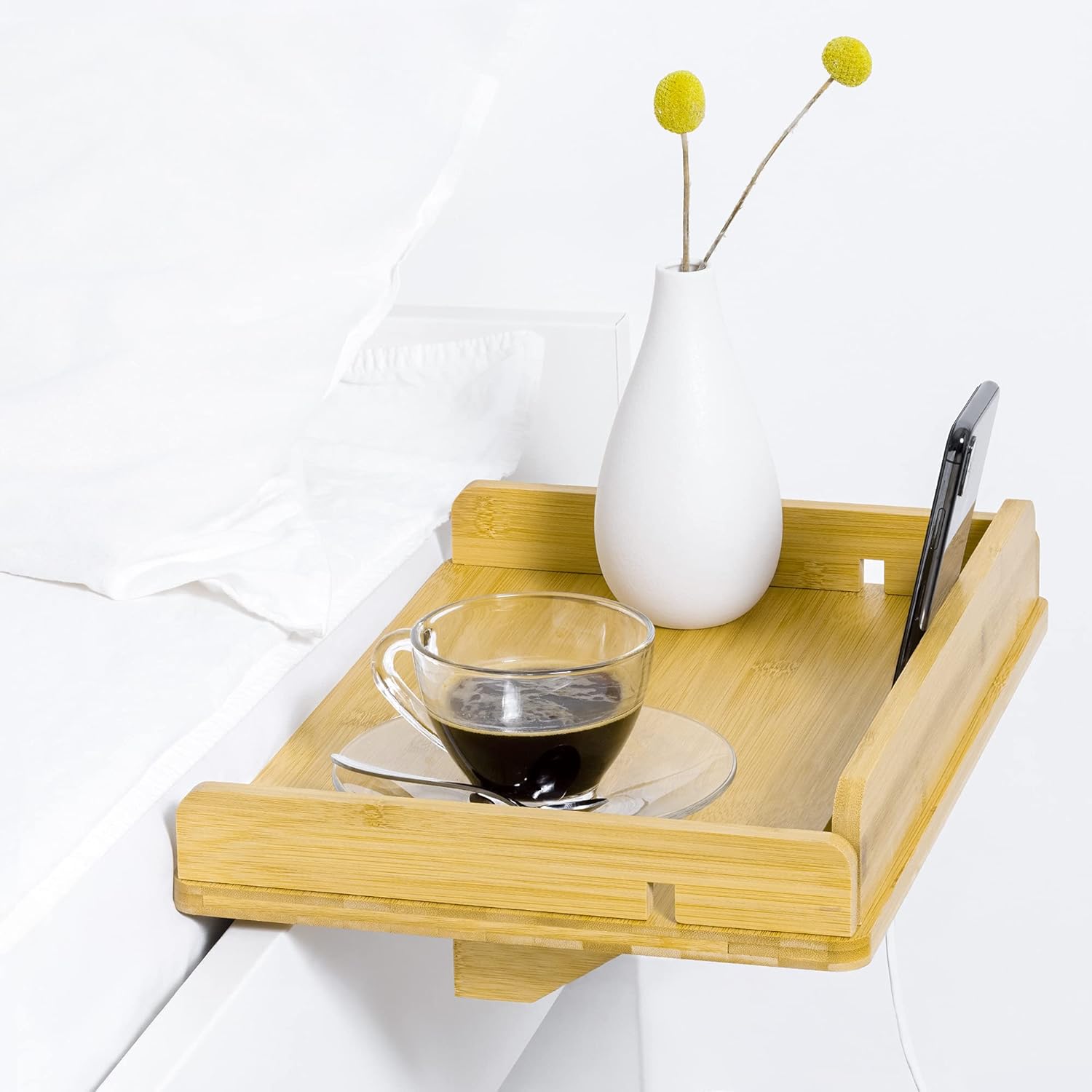 Navaris Bedside Shelf Bamboo Nightstand