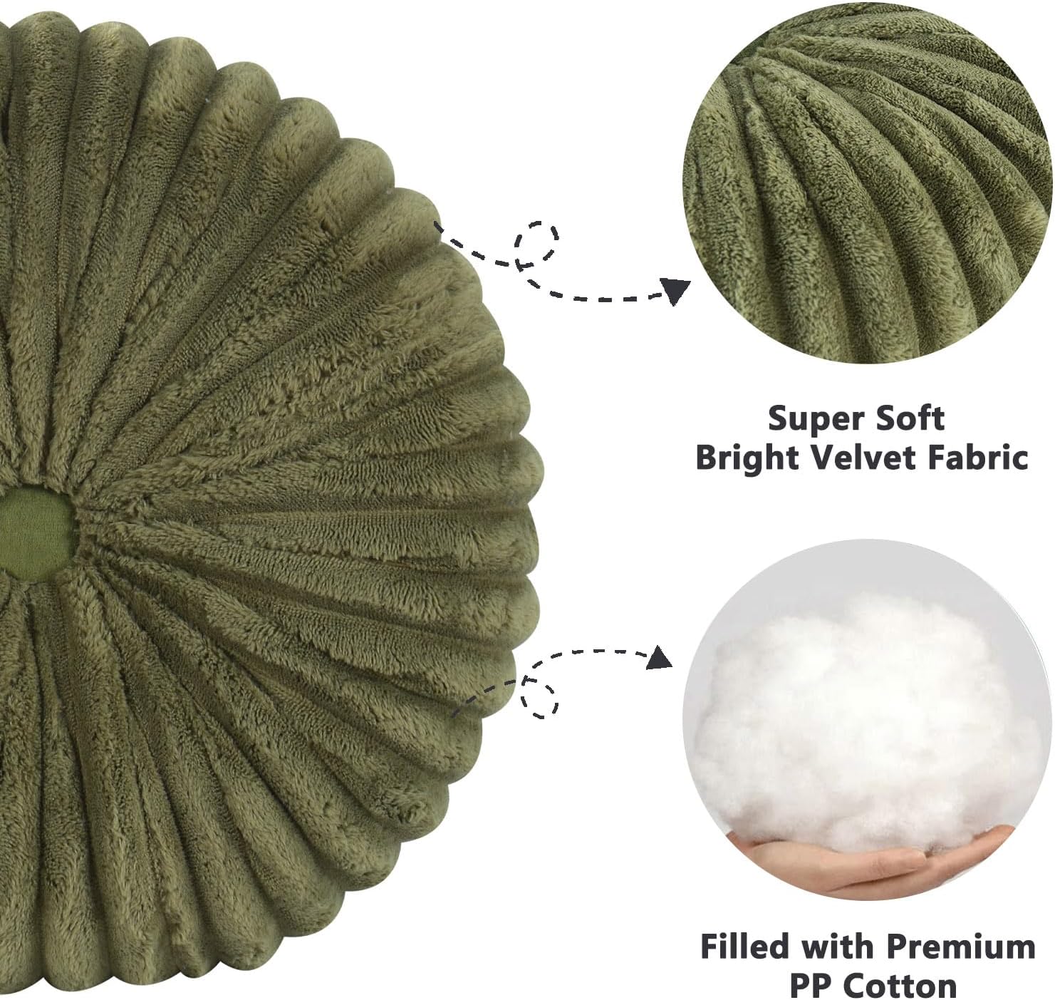 HIG Decorative Round Throw Pillows Set of 2 Velvet Pumpkin Pillows