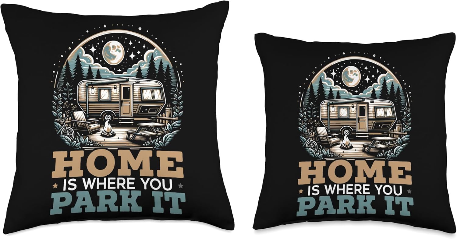 Mobile Home Motorhome Trailer Park Throw Pillow 1