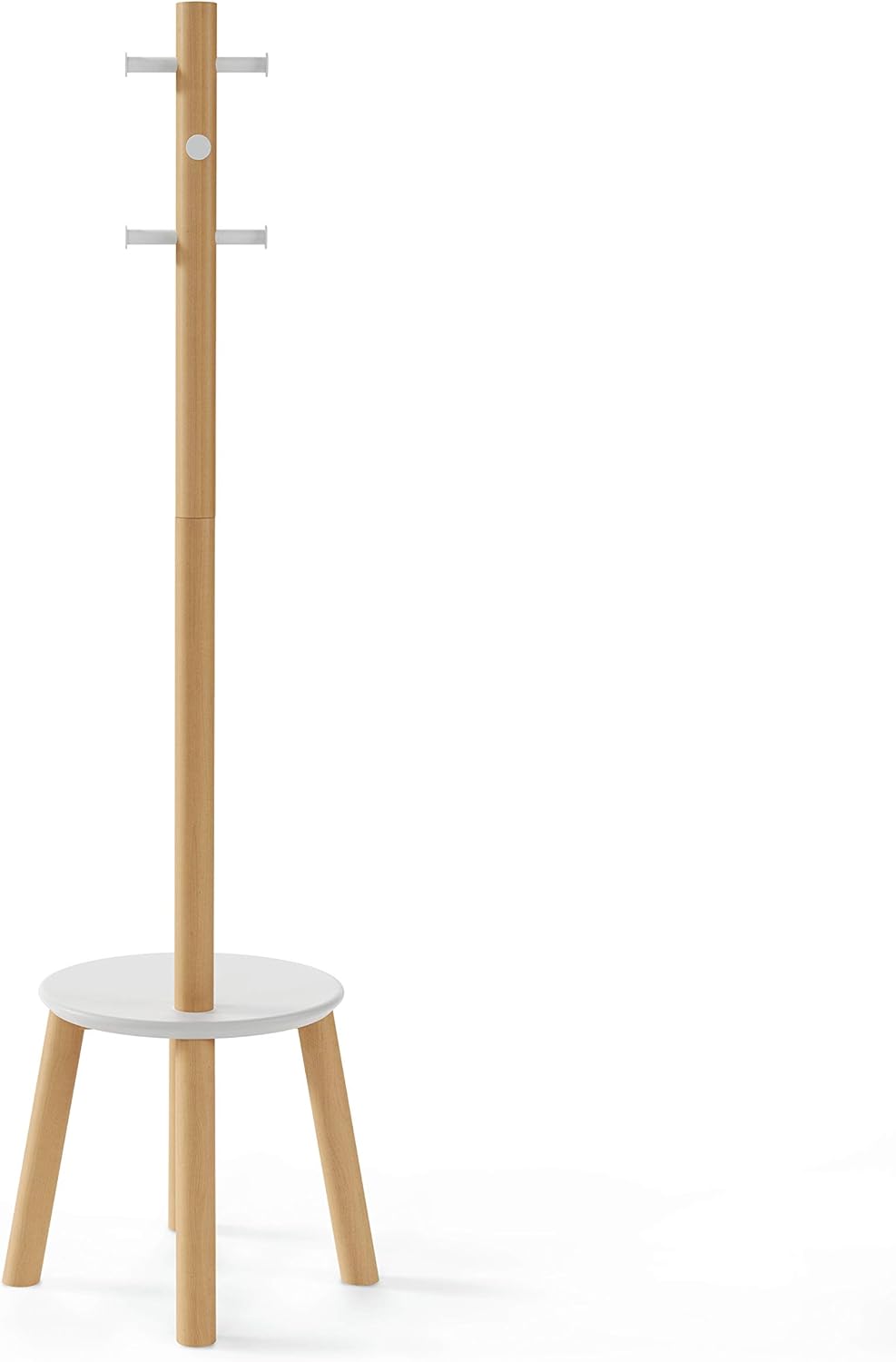 Umbra Pillar Coat Rack with Stool WhiteNatural