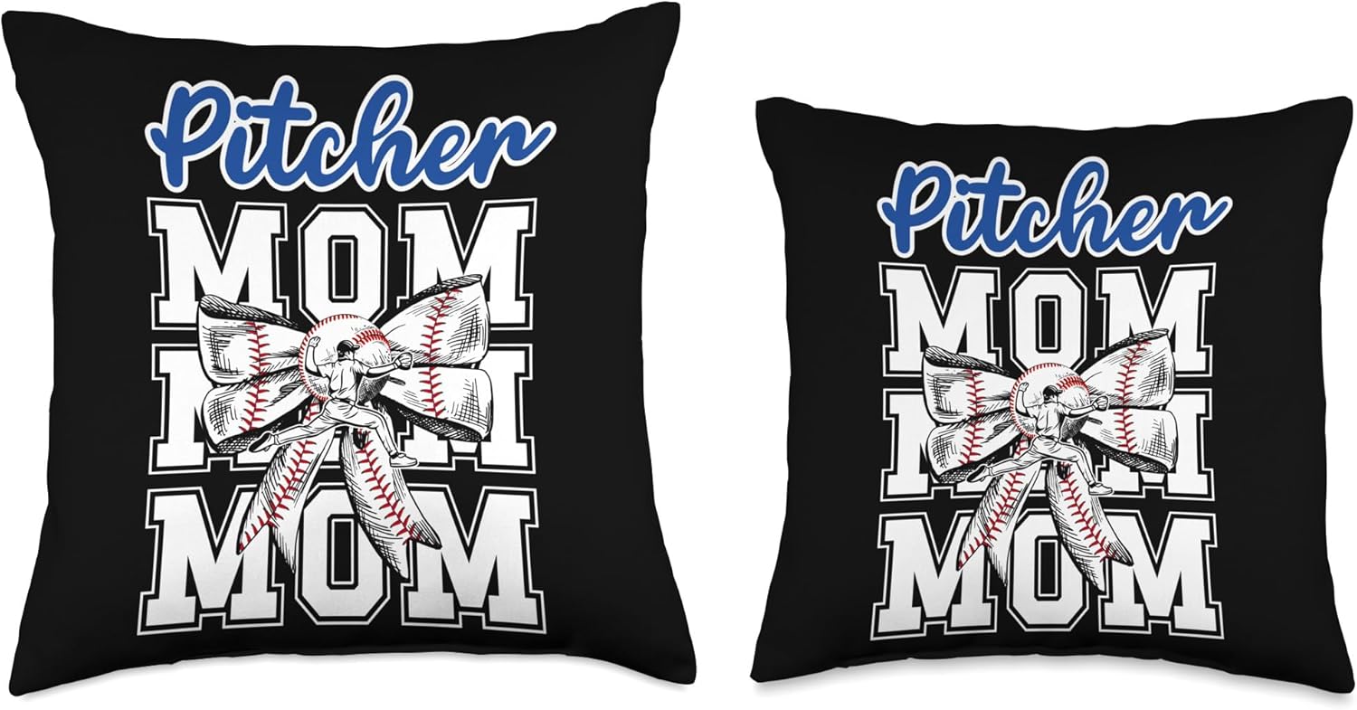 Baseball Pitcher Mom Coquette Throw Pillow