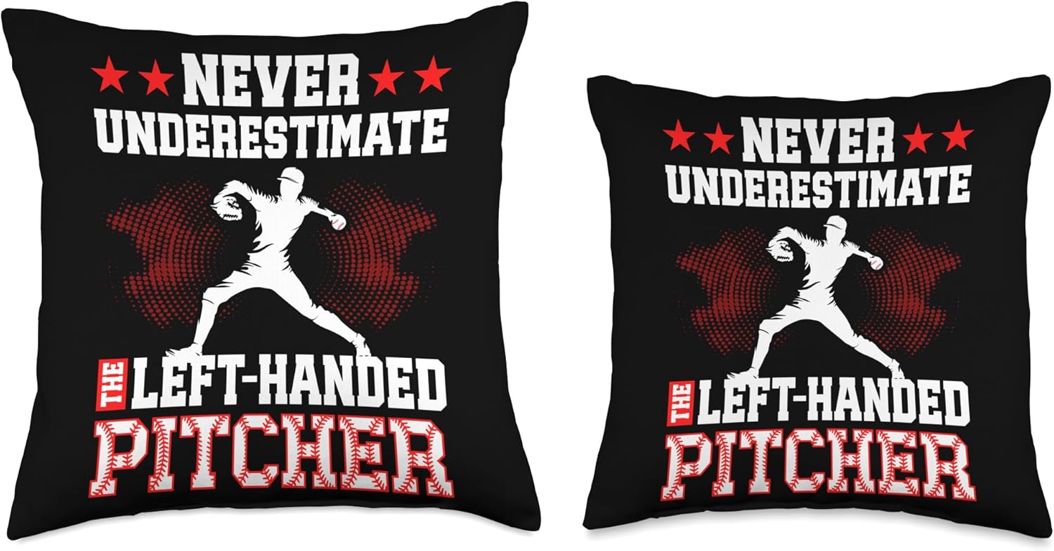 Funny Left Handed Pitcher Throw Pillow