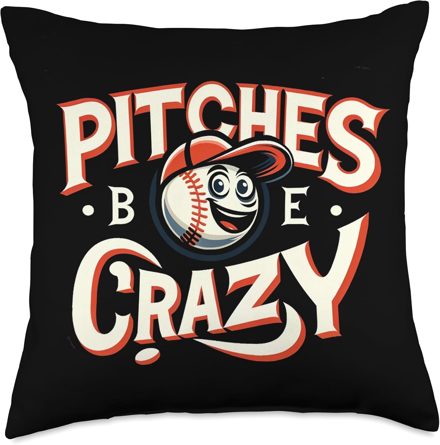 Funny Baseball Pitcher Throw Pillow for Coaches and Fans