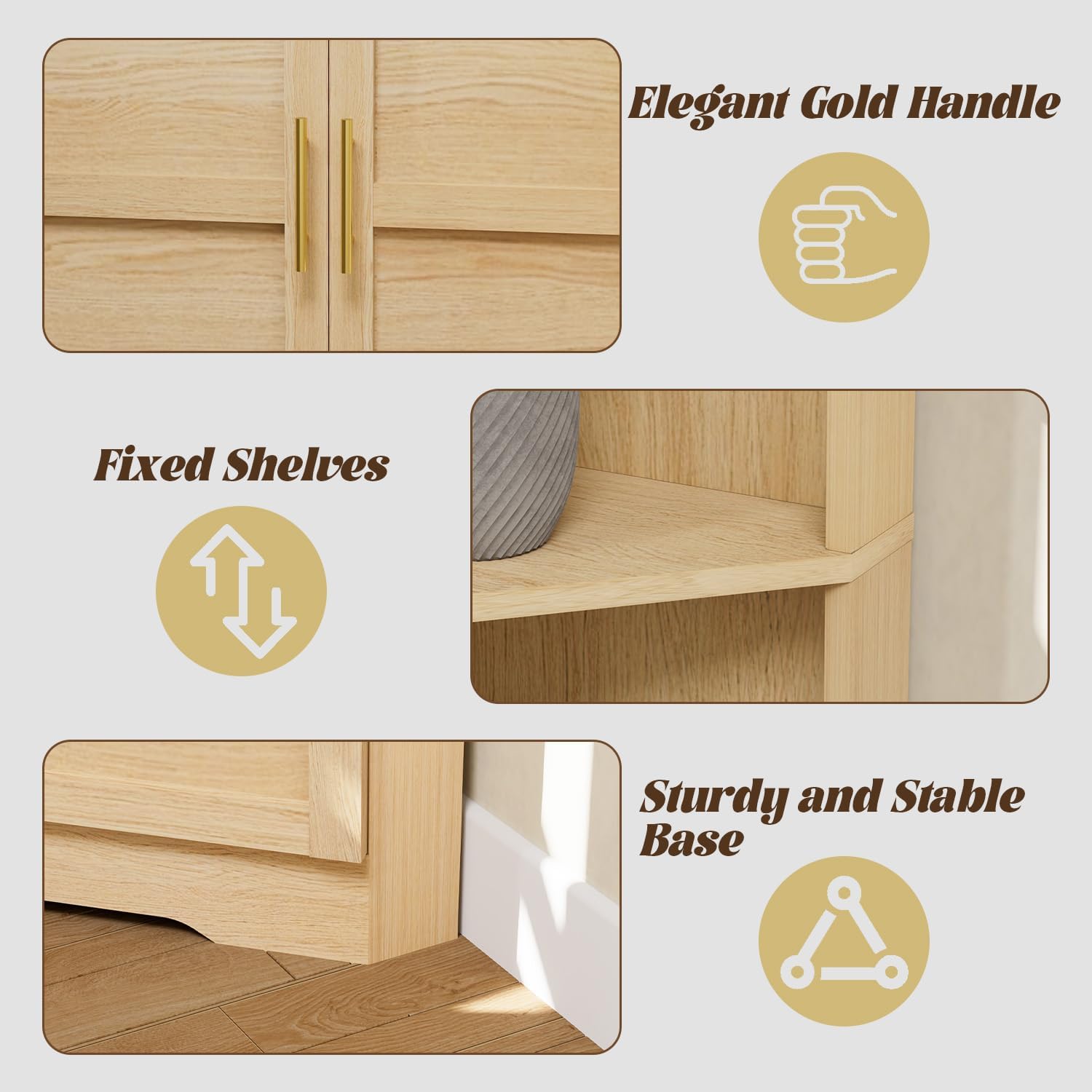 ROMMAK 67 Inch Tall Corner Cabinet with 2 Doors and Shelves