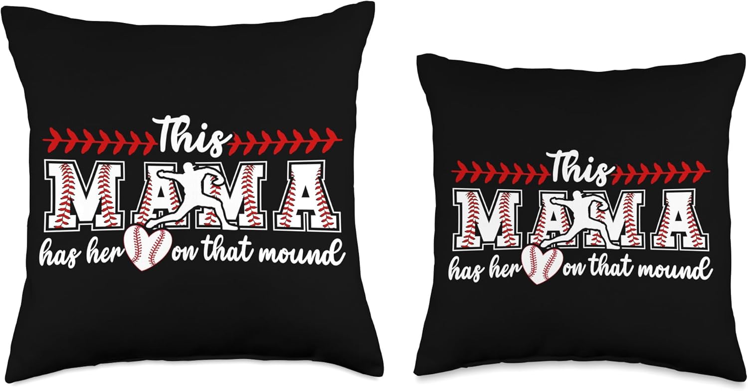Baseball Pitcher Mom Throw Pillow 1