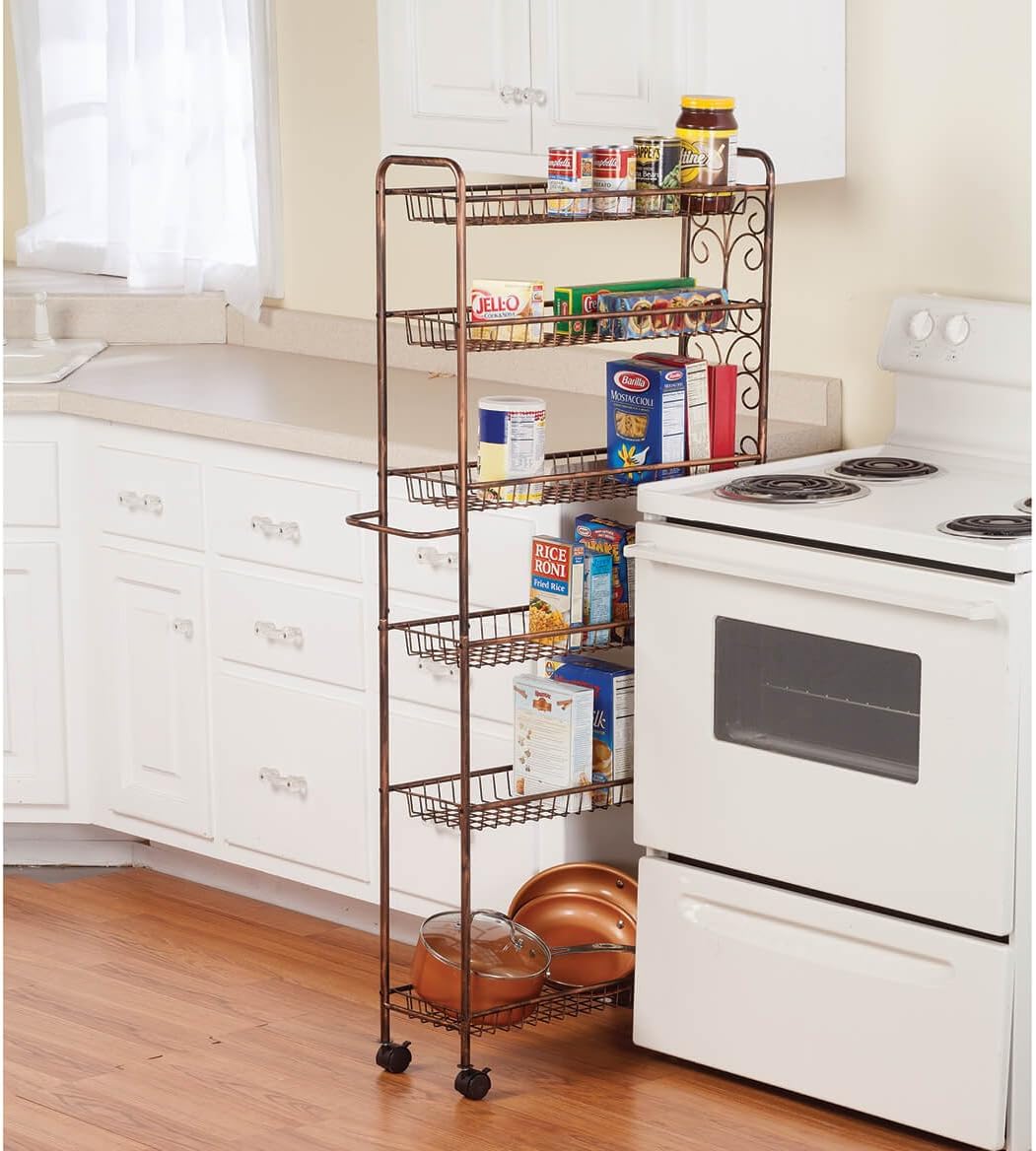 Miles Kimball Rolling Antique Wire 6-Shelf Storage Cart