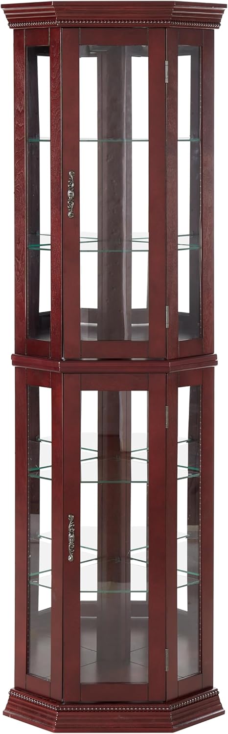 Lighted Corner Cabinet with Glass Doors and Adjustable Shelves
