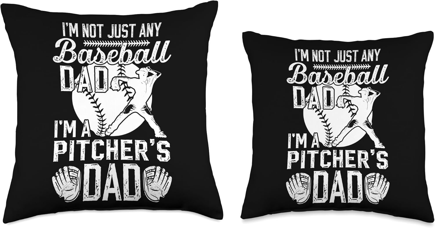 Funny Baseball Pitcher Dad Fathers Day Throw Pillow 1