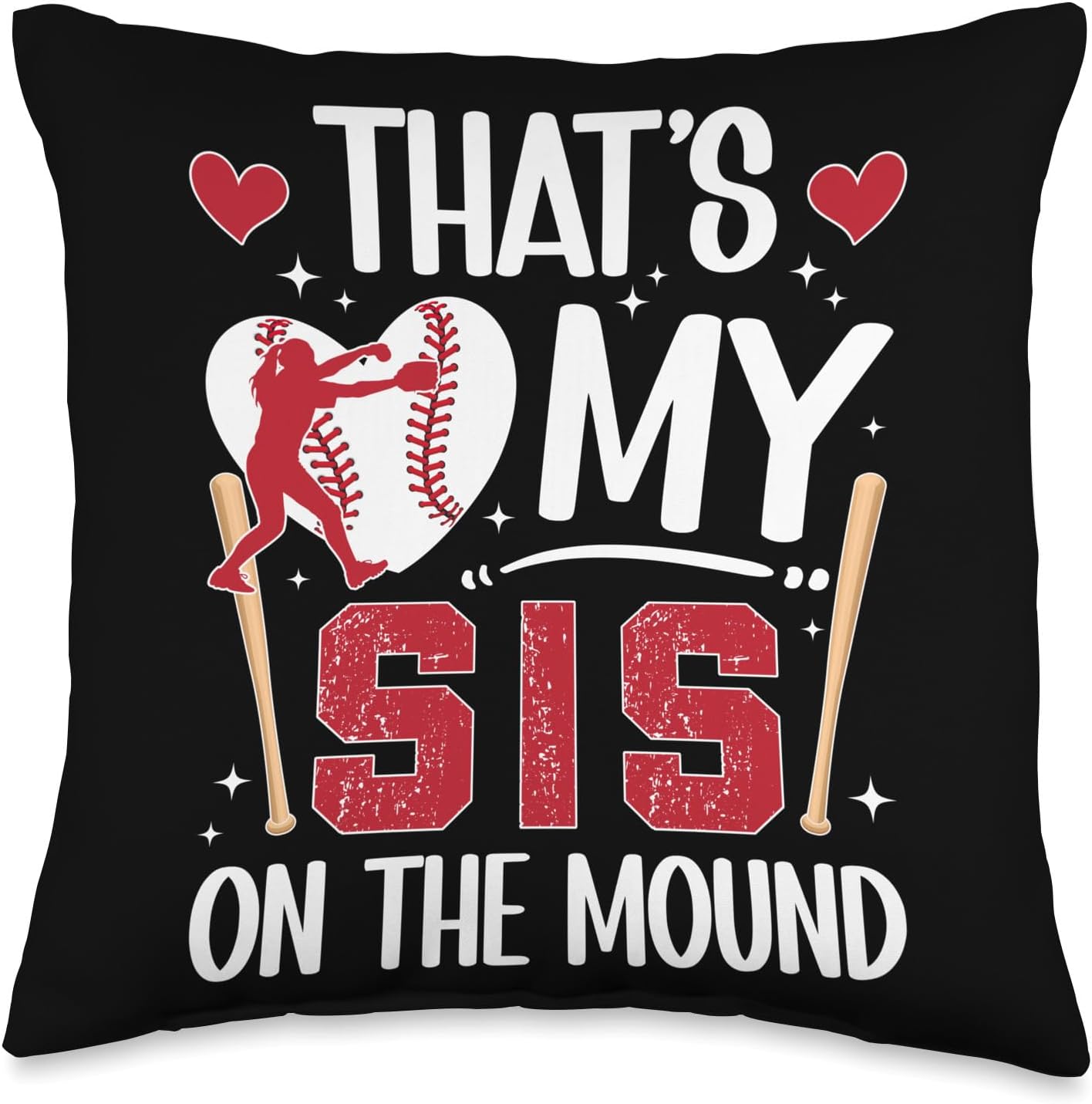 Baseball Pitcher Sister Throw Pillow