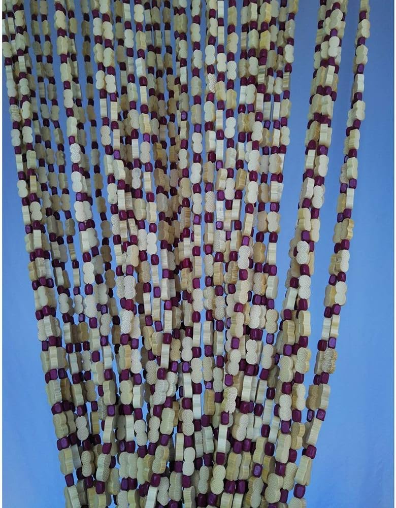 OKUOKA 53 Strands Wood Bead Curtain for Doorways and Room Dividers