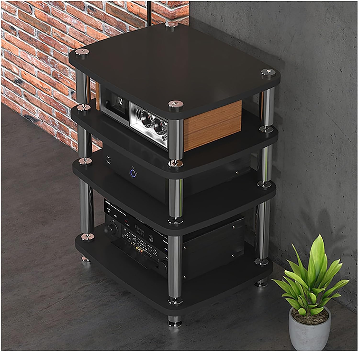 Red Corner Audio Visual Storage Rack 60x48x10cm
