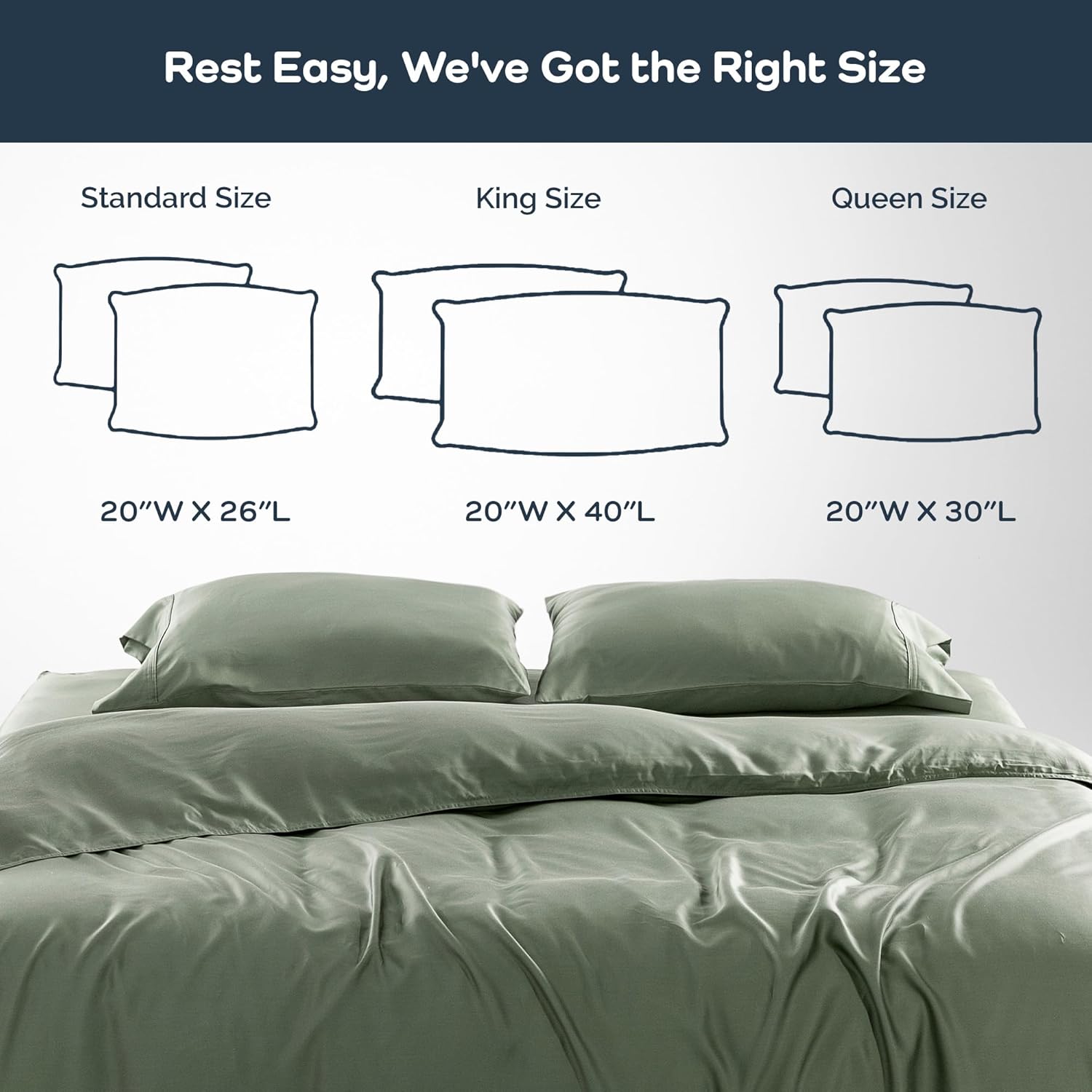 Olive Crate Tencel Eucalyptus Pillowcases - Cooling King Size Set of 2 Moss