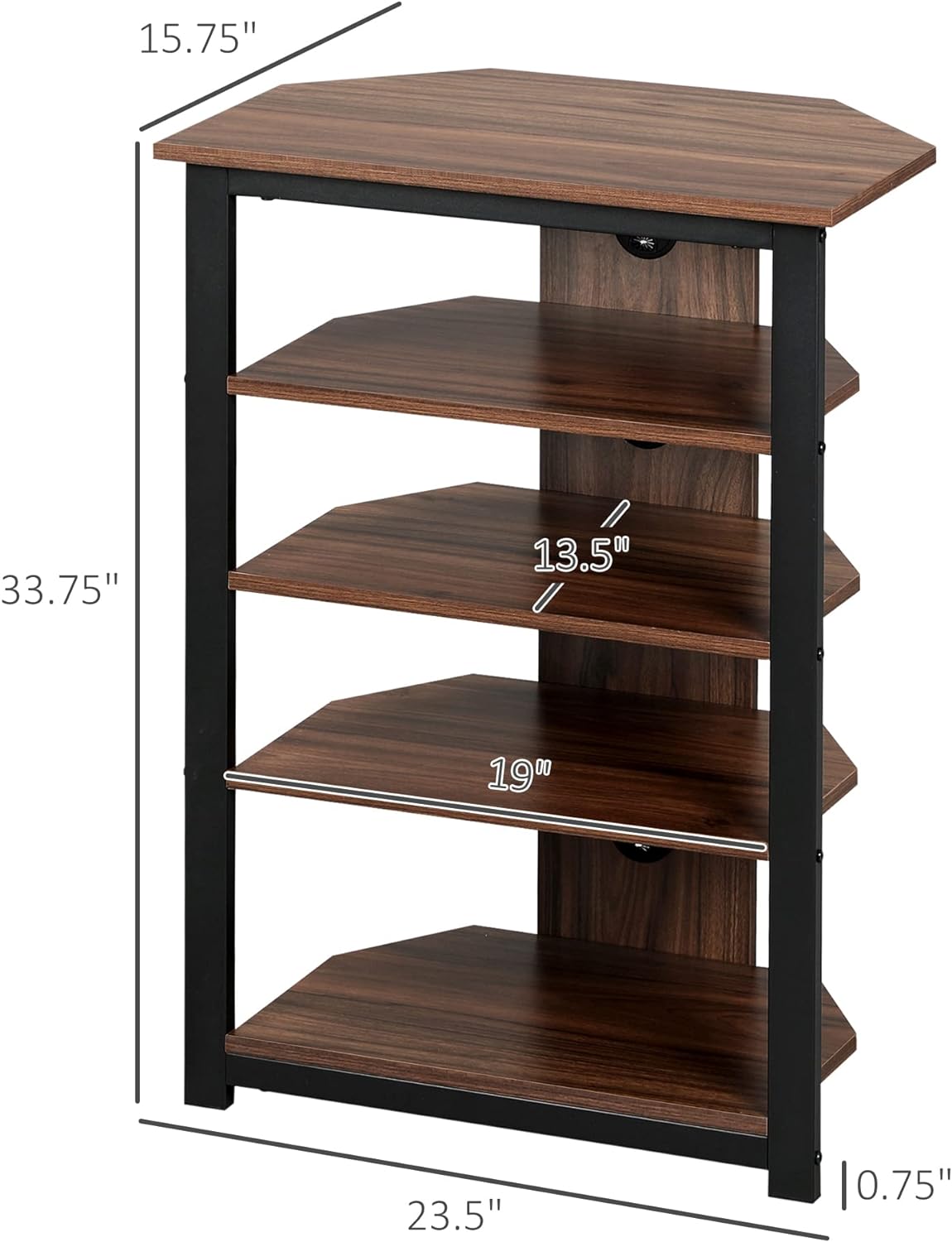 HOMCOM 4-Tier Media Stand with Cable Management Brown
