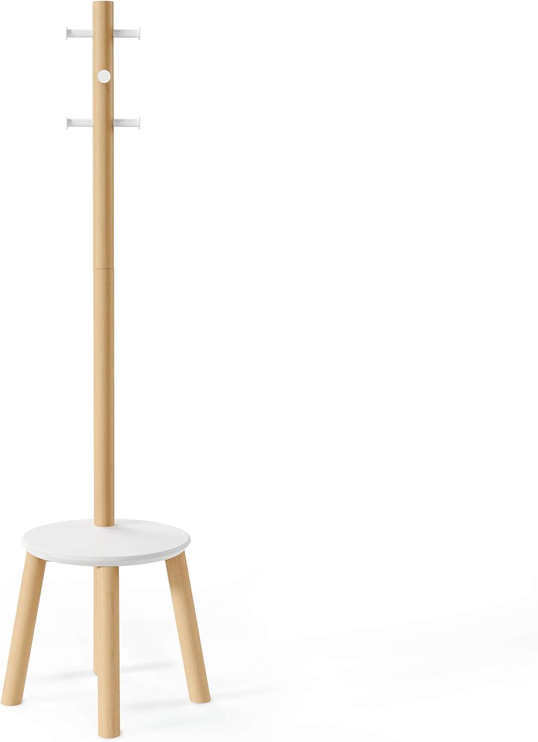 Umbra Pillar Coat Rack with Stool WhiteNatural