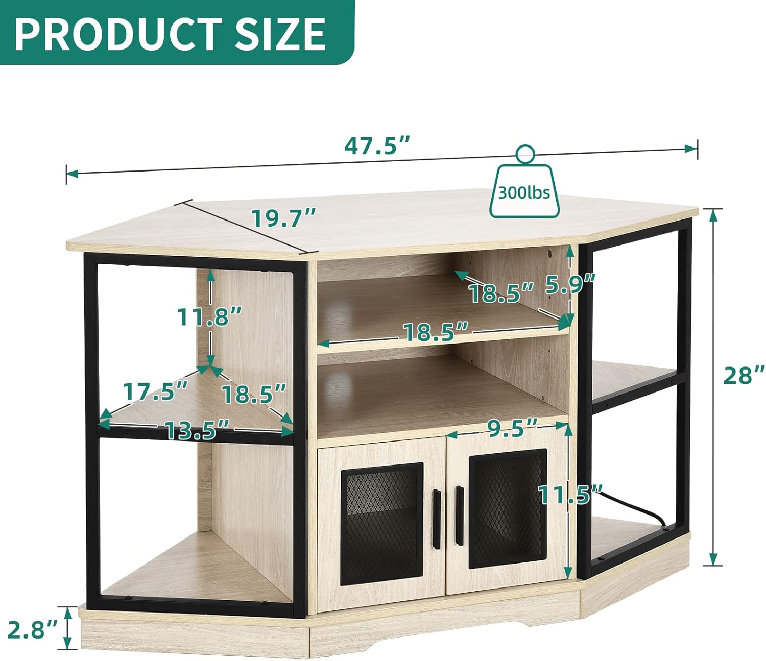 YITAHOME Corner TV Stand for 5550 Inch TVs with Power Outlet