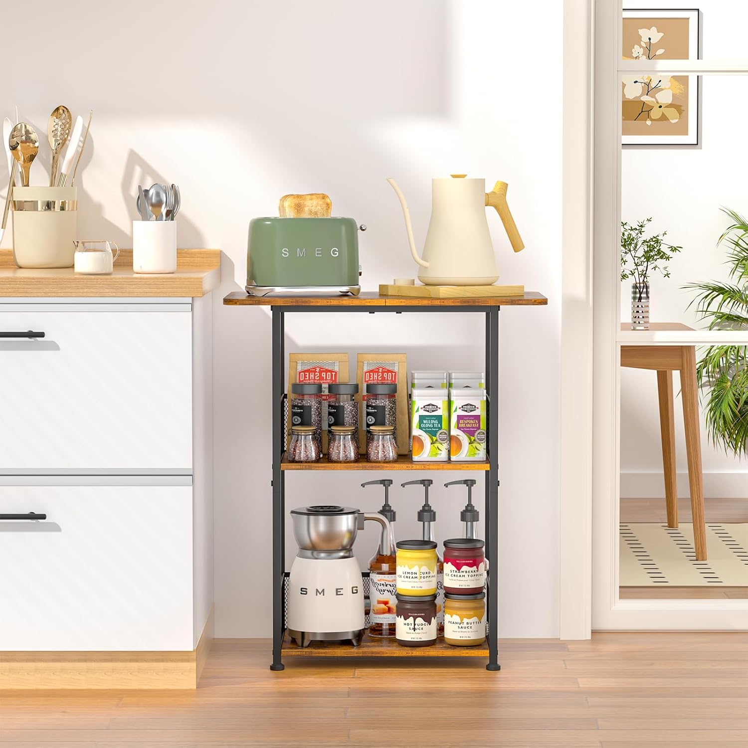 Mini 3-Tier Coffee Bar Shelf with Corner Design