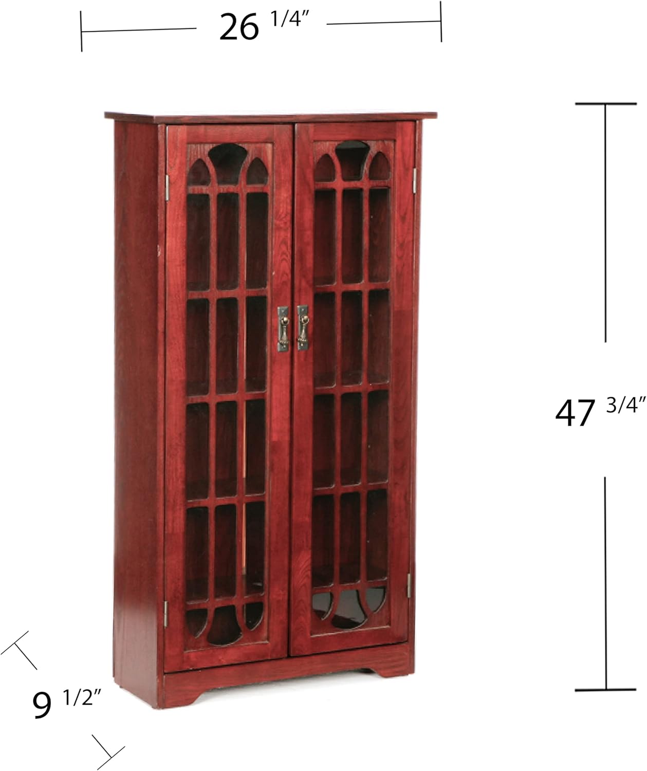 SEI Furniture Window Pane Storage Display Cabinet Cherry