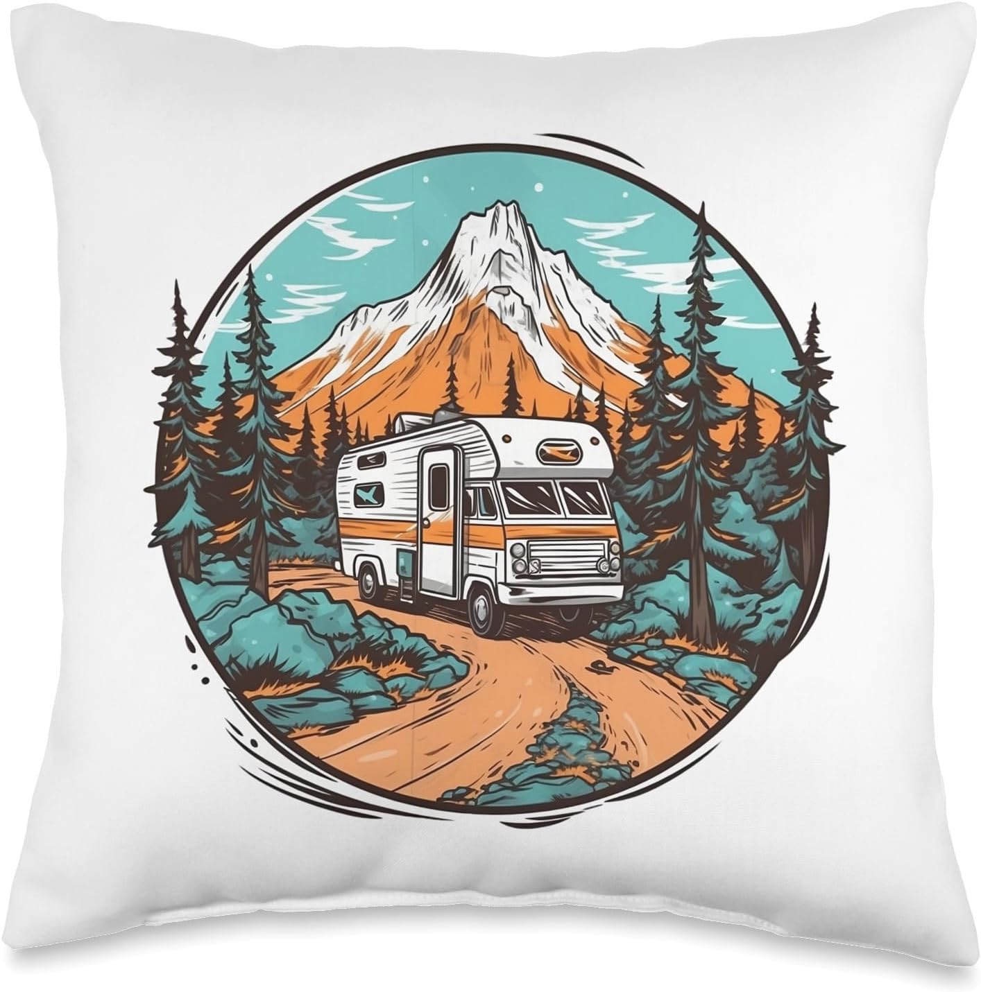 Mountain Throw Pillow for RV Camper Enthusiasts