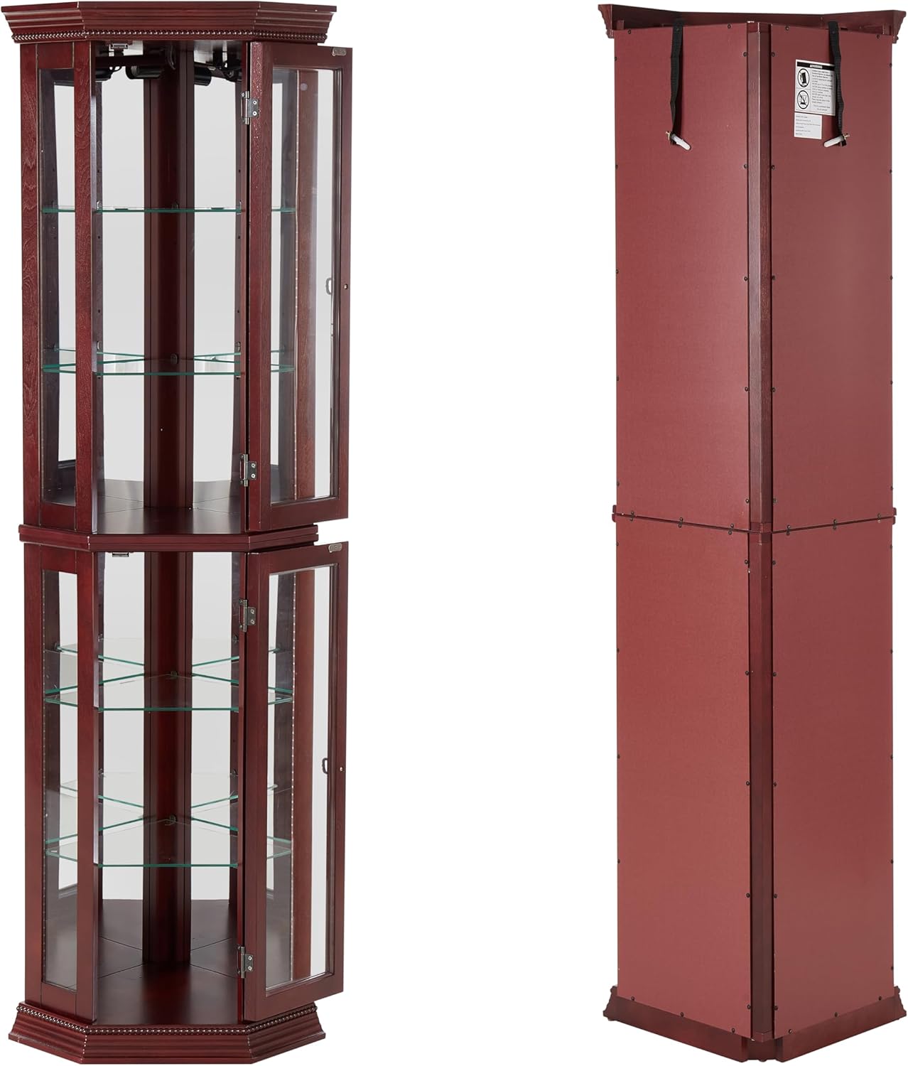 Lighted Corner Cabinet with Glass Doors and Adjustable Shelves