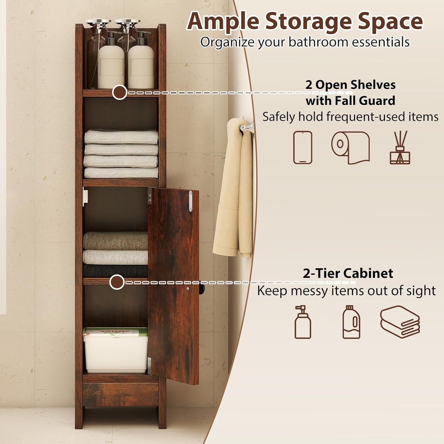 Tangkula Small Bathroom Storage Cabinet