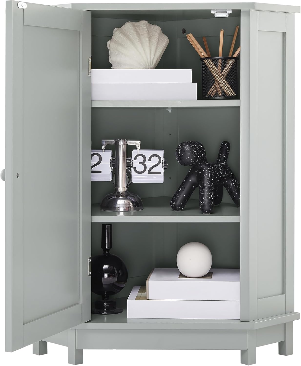 Mancofy Bathroom Corner Storage Cabinet with Adjustable Shelves Gray