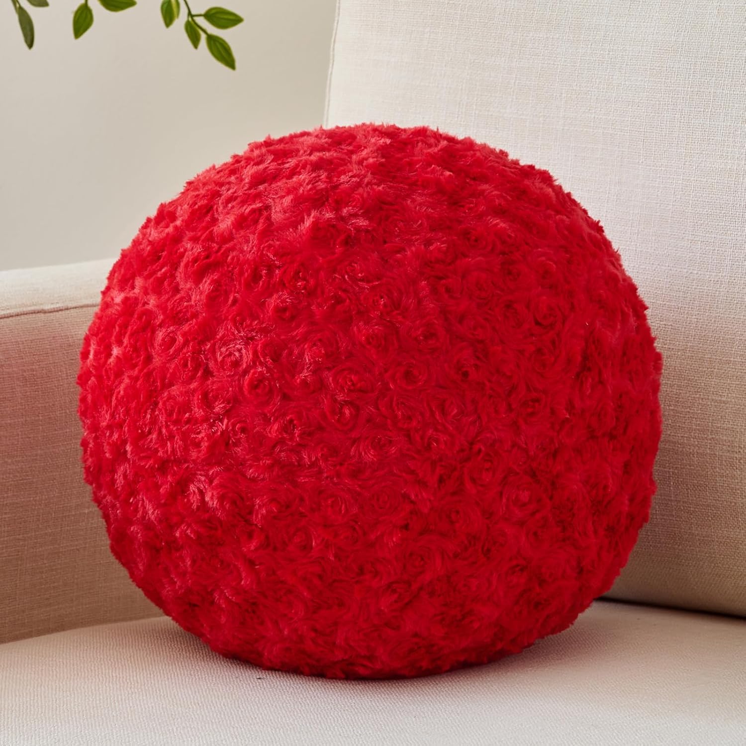 Red Mini Ball Pillow 86 Inch Decorative Round Throw Pillow for Couch