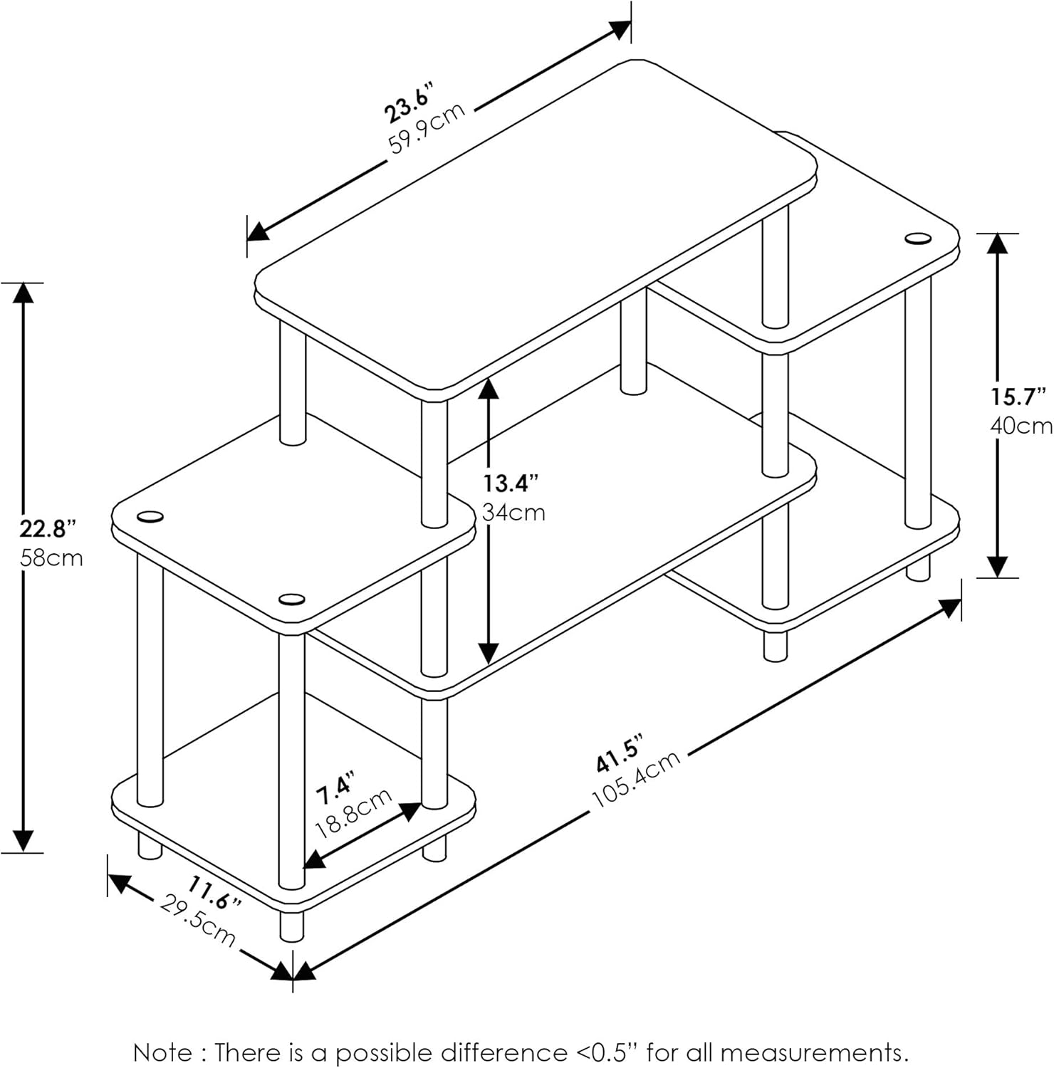Furinno Turn-N-Tube TV Stand No Tools Square Corner
