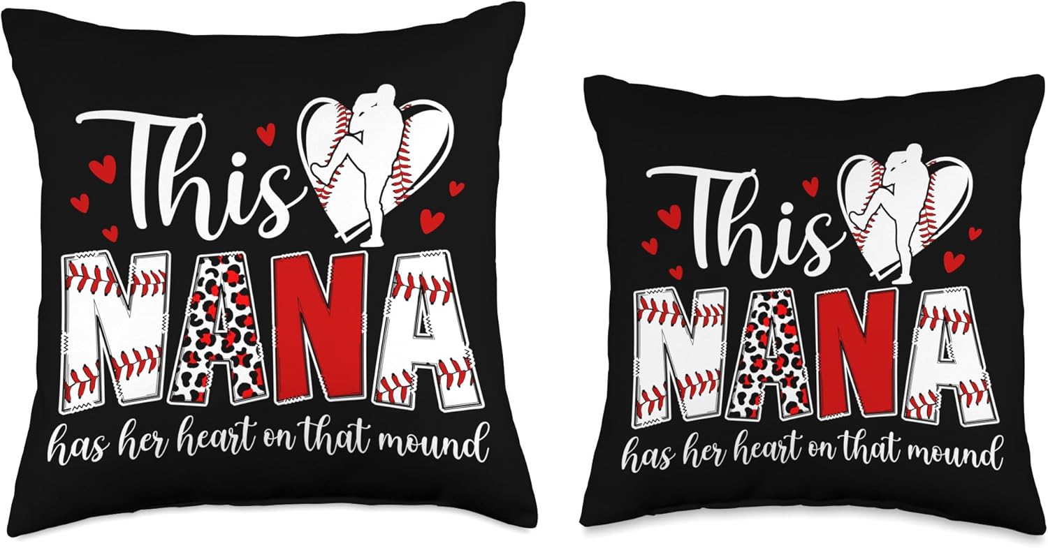 Proud Nana Baseball Pitcher Throw Pillow