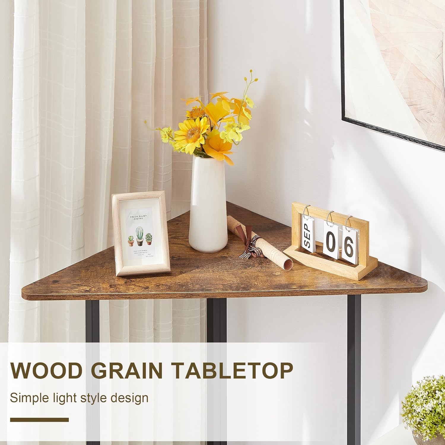 VECELO Corner Shelf Metal Frame End Table for Small Spaces