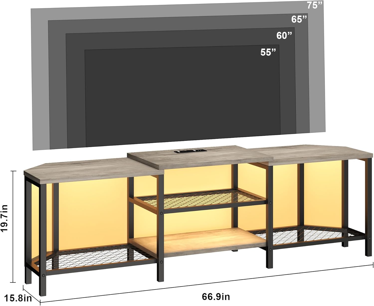 IDEALHOUSE Corner TV Stand with Power Outlet 669 Inch