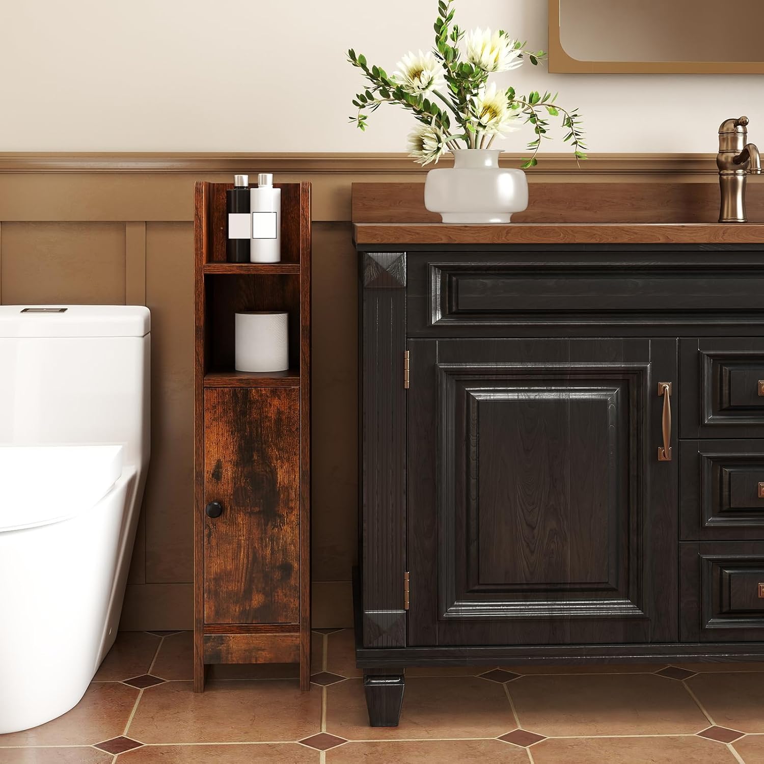 Tangkula Small Bathroom Storage Cabinet