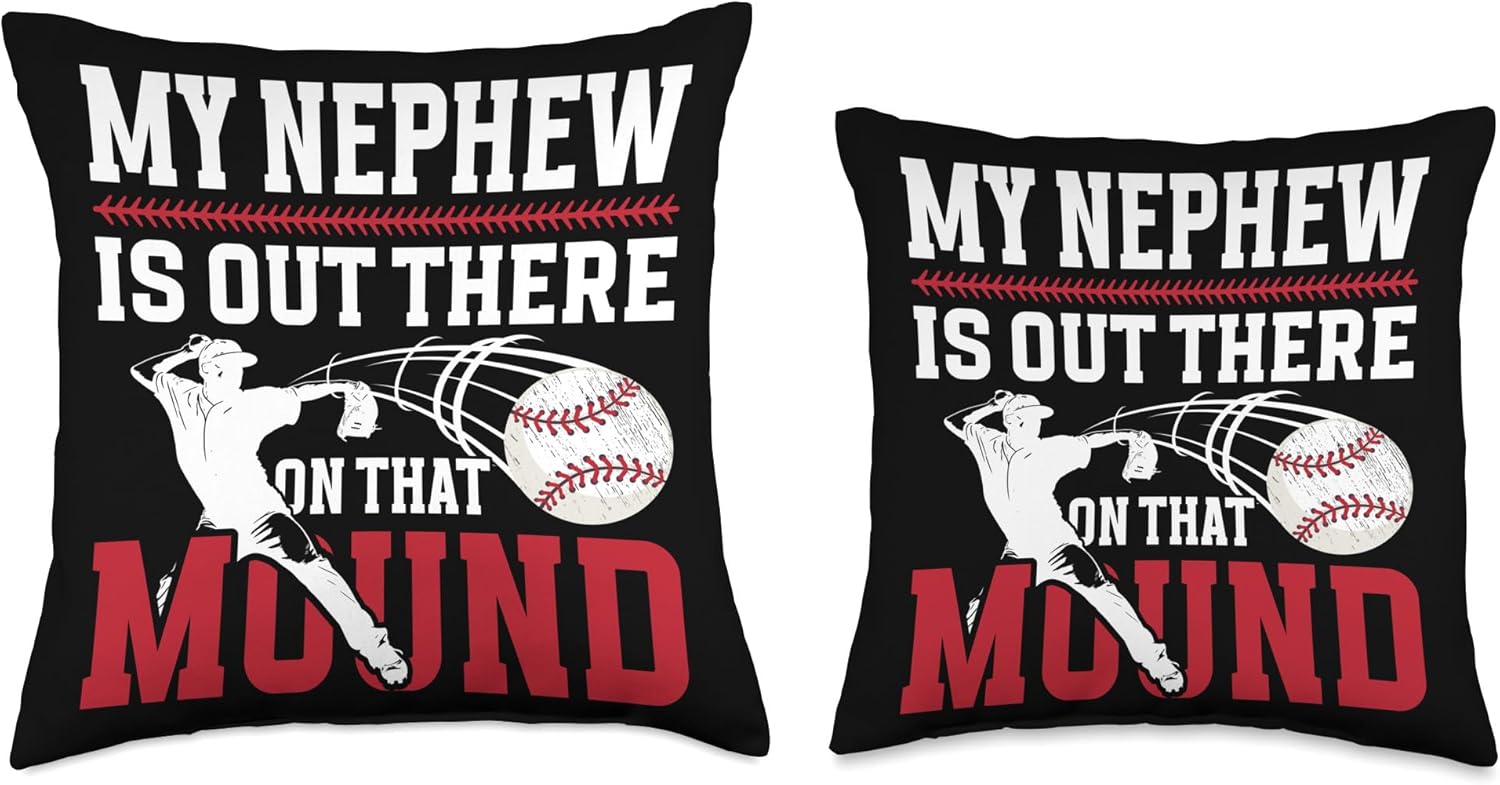 Proud Baseball Pitcher Uncle Throw Pillow 1