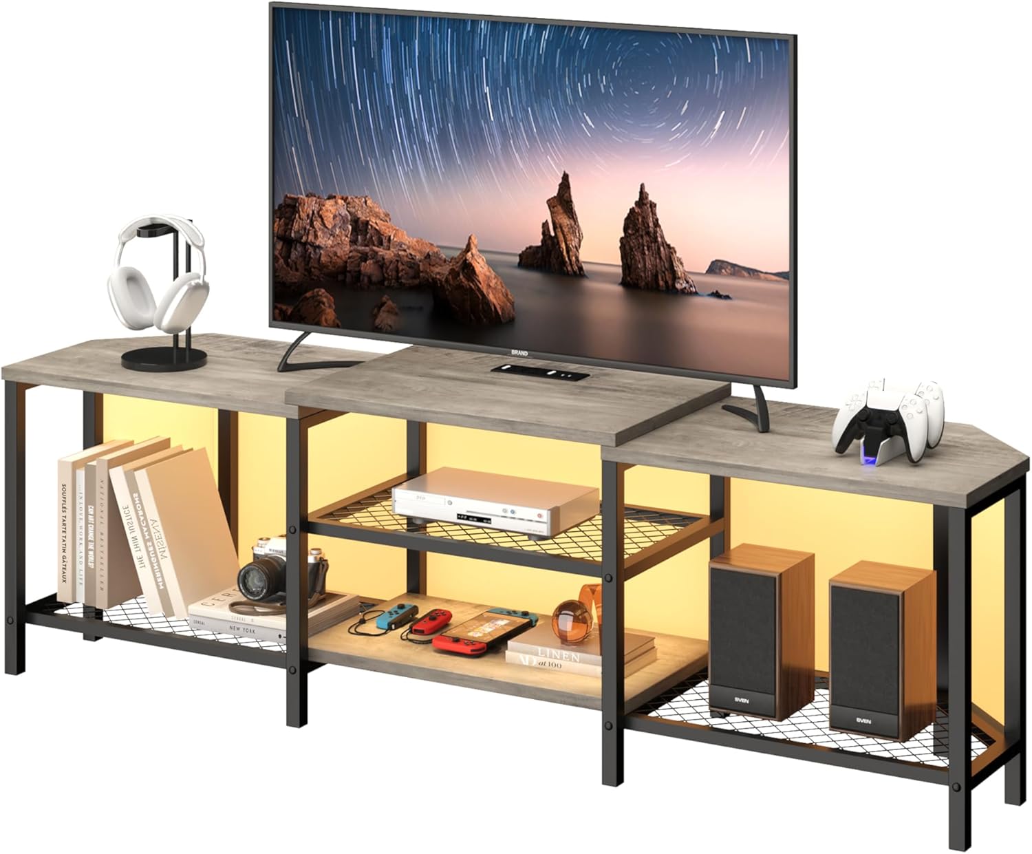 IDEALHOUSE Corner TV Stand with Power Outlet 669 Inch