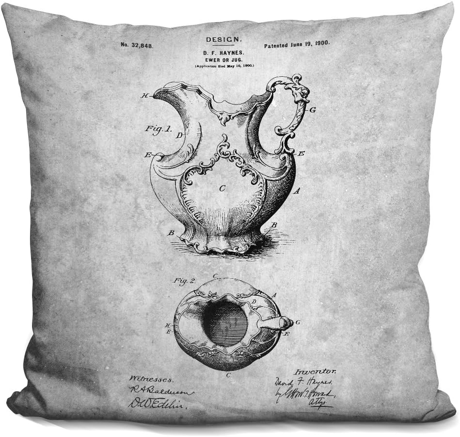 LiLiPi Pitcher Blueprint Decorative Throw Pillow