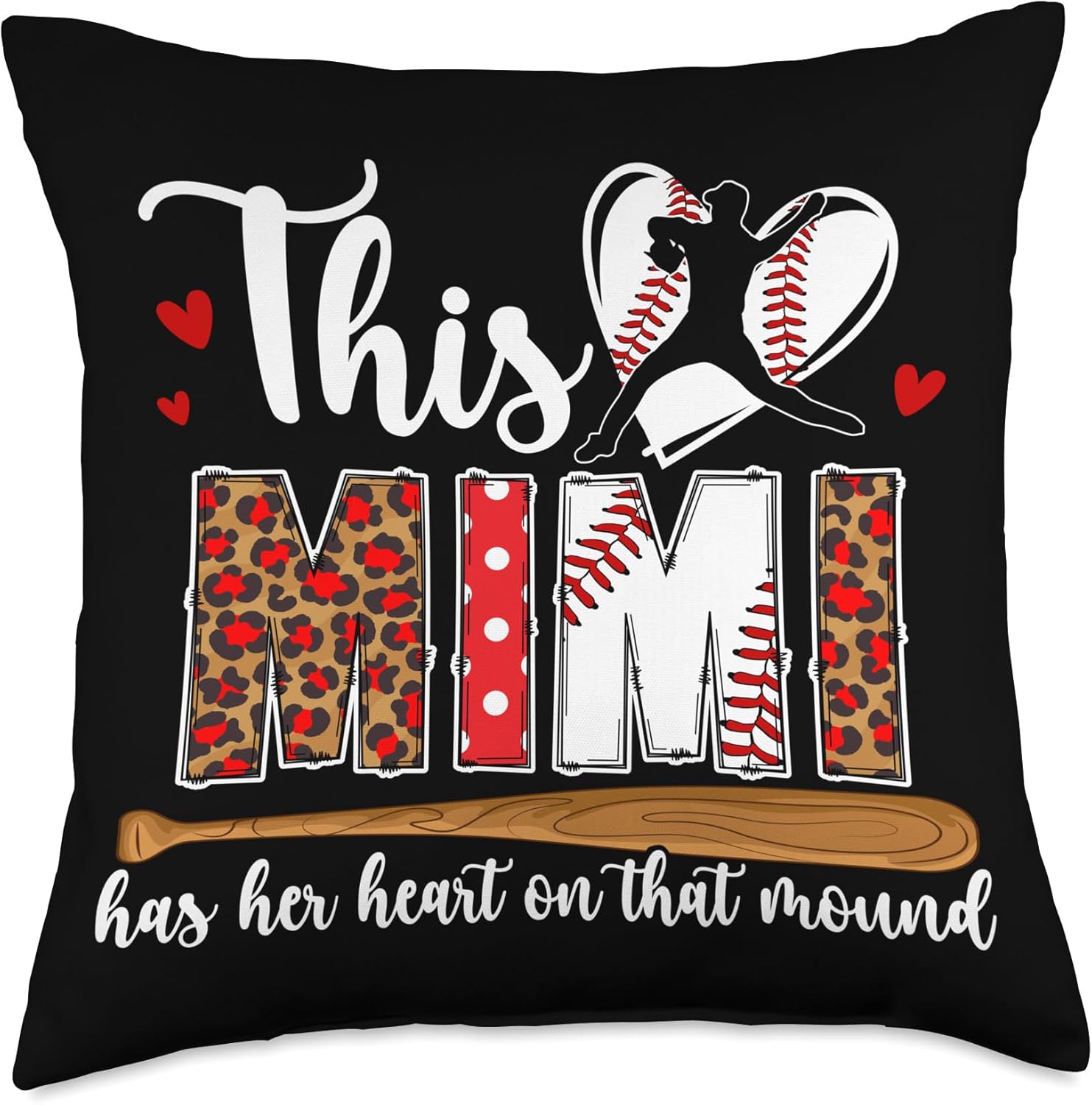 Proud Baseball Pitcher Mimi Throw Pillow