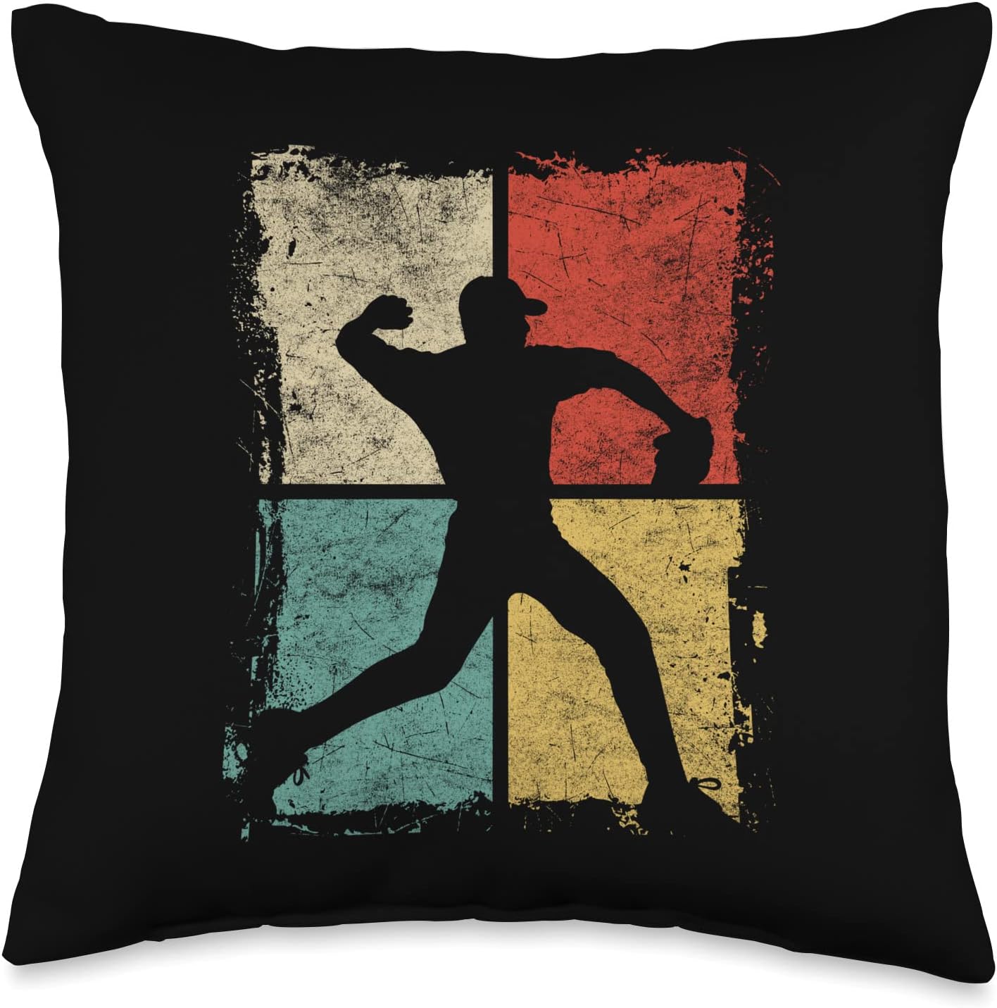 Vintage Baseball Pitcher Throw Pillow 1