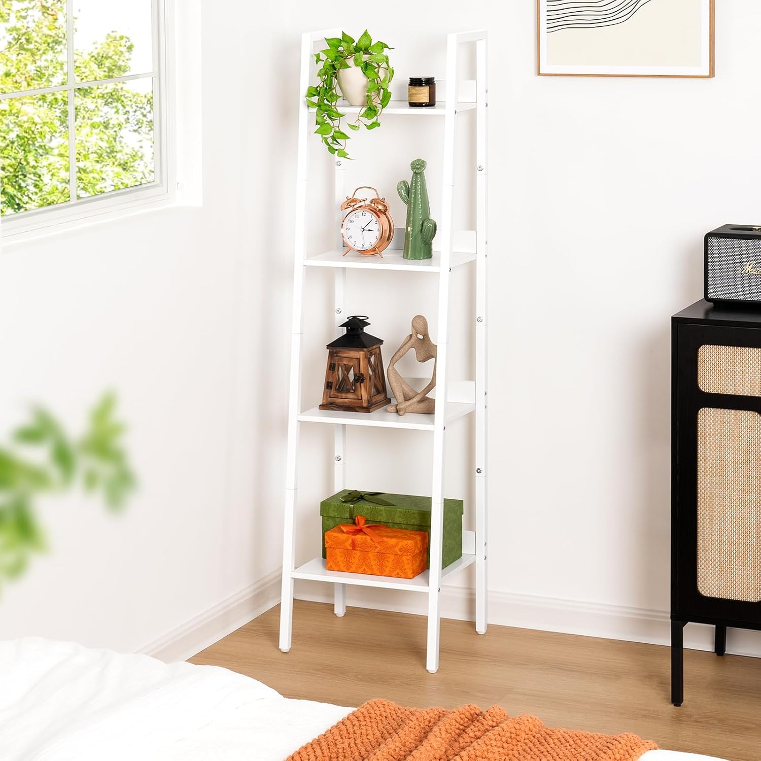 Yoobure 4 Tier Ladder Bookshelf Corner Storage Shelf