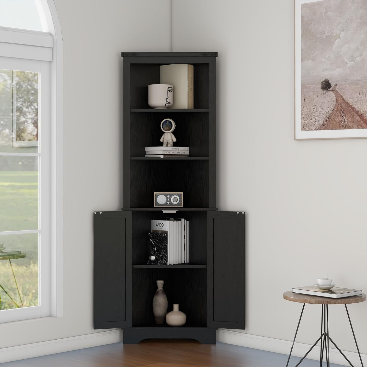 Panana Tall Corner Cabinet Black