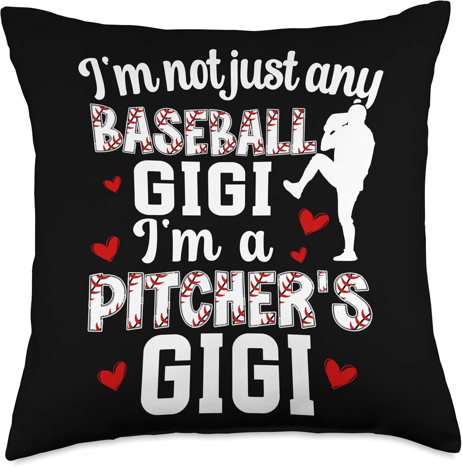 Baseball Pitcher Gigi Throw Pillow for Mothers Day