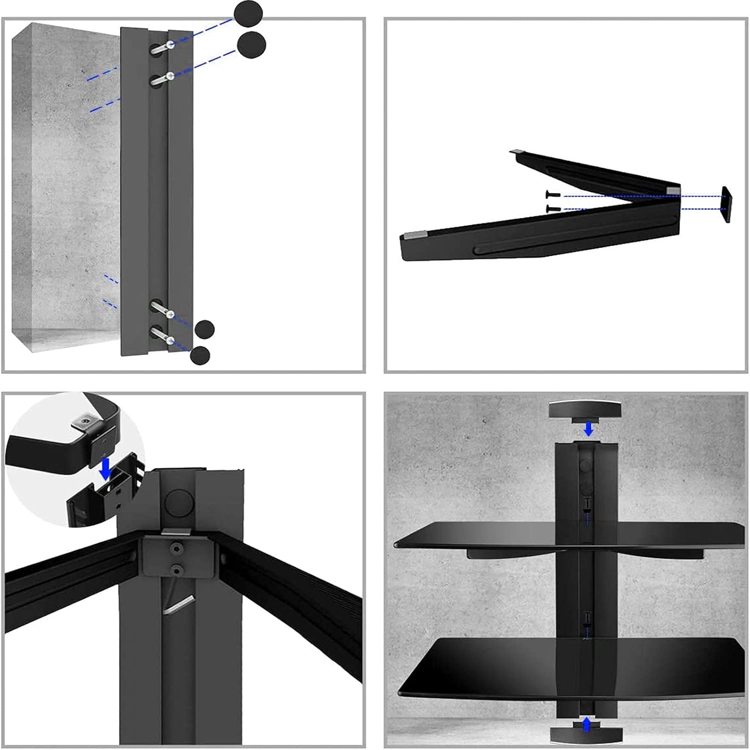 Suptek Speaker Mount with 2 Shelves Black CS202
