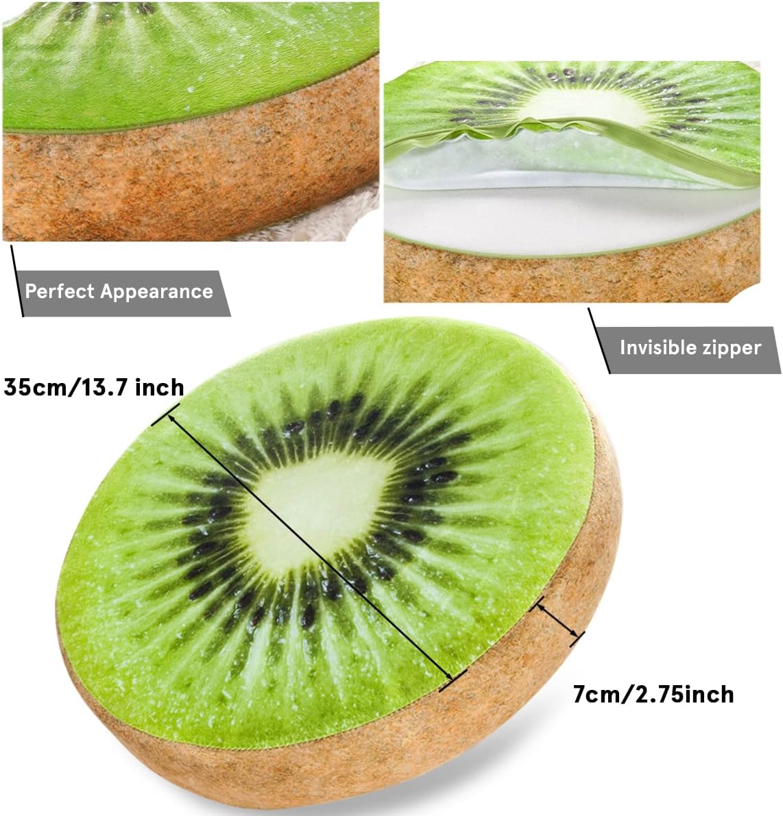 HYSEAS 14 Inch Round Throw Pillow Kiwi 3D Print Design 2 Pack