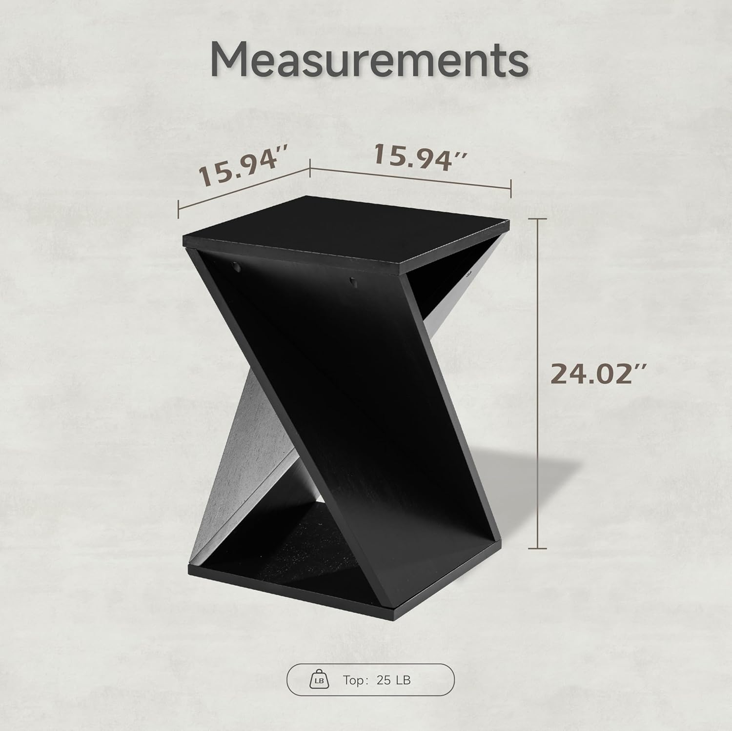 COZAYH Farmhouse End Table Square Solid Wood Pedestal Side Table Rustic Plant Stand with Twisted Design Black