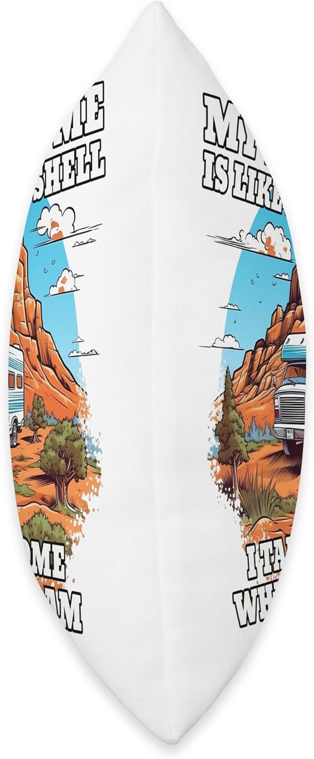 Caravan RV Throw Pillow with Vintage Snail Shell Design