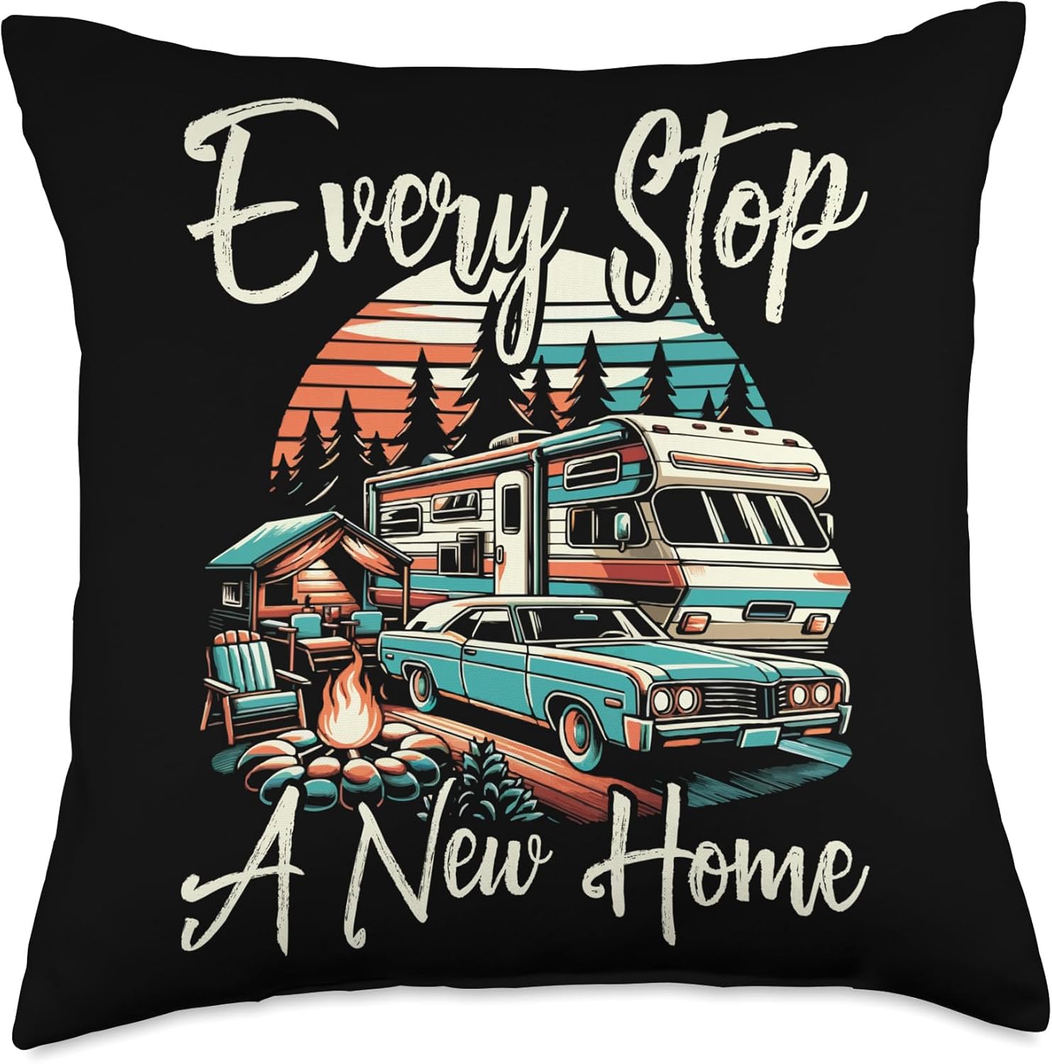 Mobile Home Throw Pillow for Travelers